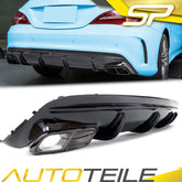 Heckdiffusor + Schwarz Auspuffblende für Mercedes Benz CLA C117 X117 W117 AMG Line CLA45 2016-2019 di9